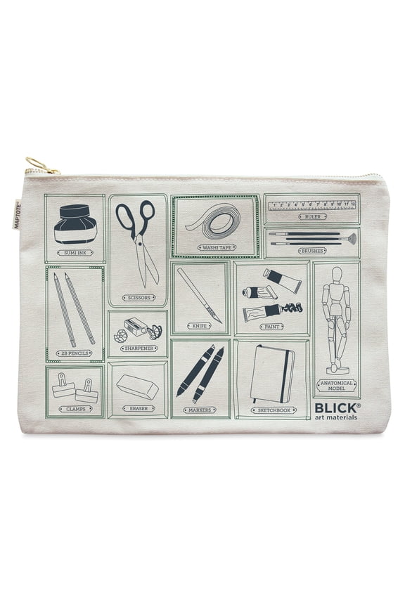 Flat Zip Pouch by Maptote - Gray and Green