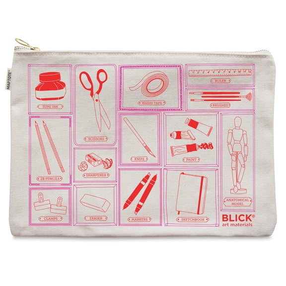 Blick Flat Zip Pouch by Maptote - Red and Pink