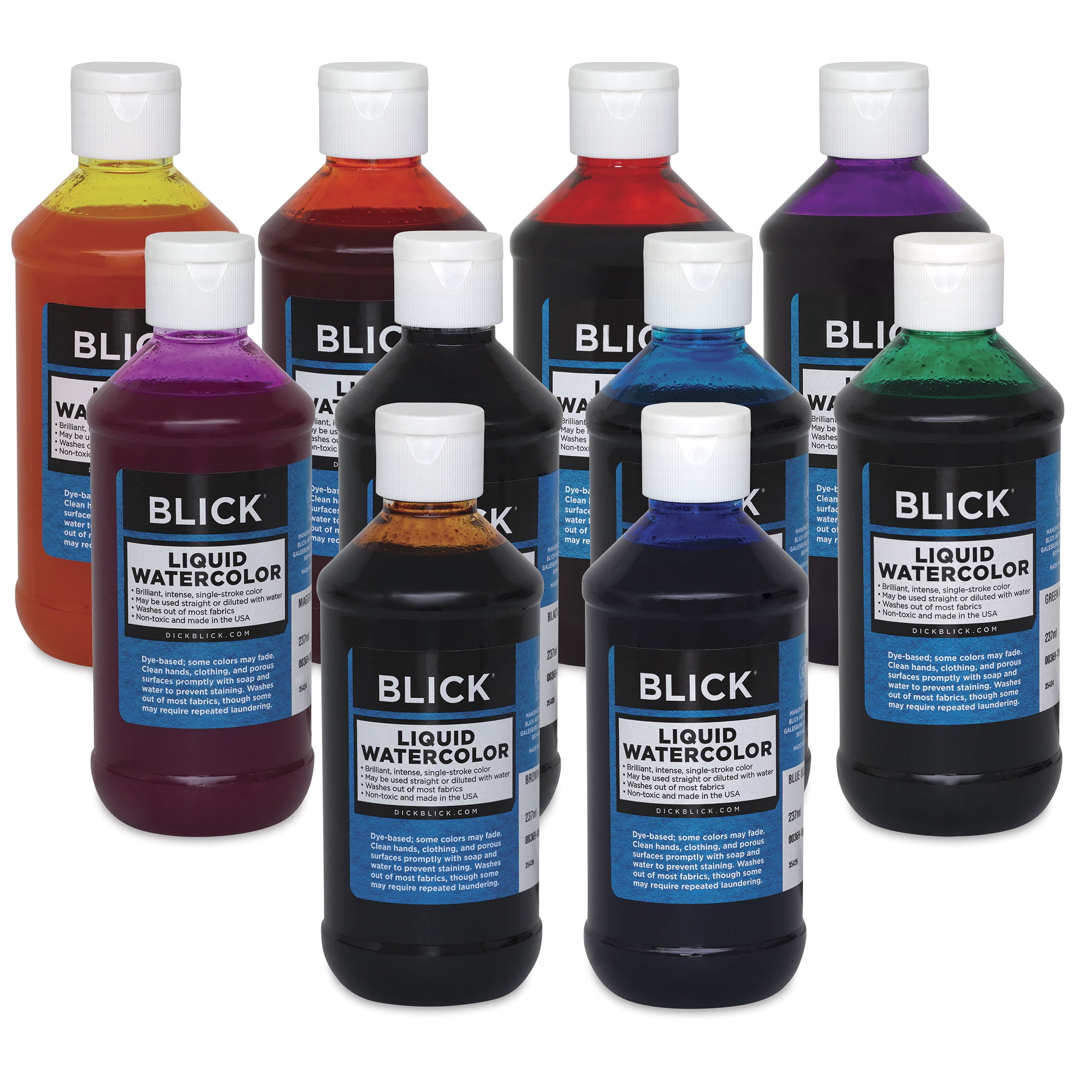 Blick Liquid Watercolors - Set of 10, Assorted Colors, 8 oz bottles