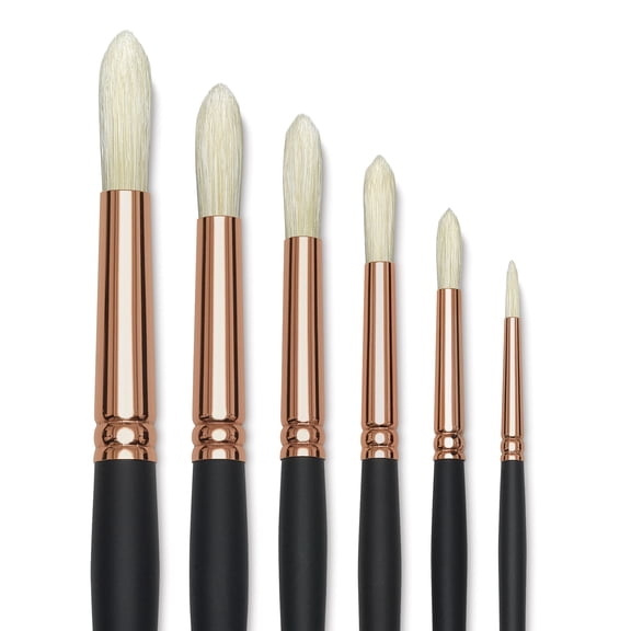 Blick Masterstroke Interlocking Bristle Brush - Round, Long Handle, Set of 6