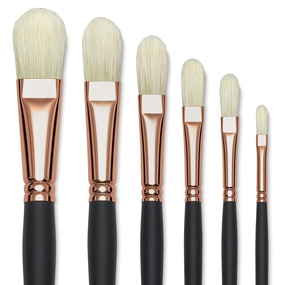 Blick Masterstroke Interlocking Bristle Brush Set - Filbert, Long Handle, Set of 6