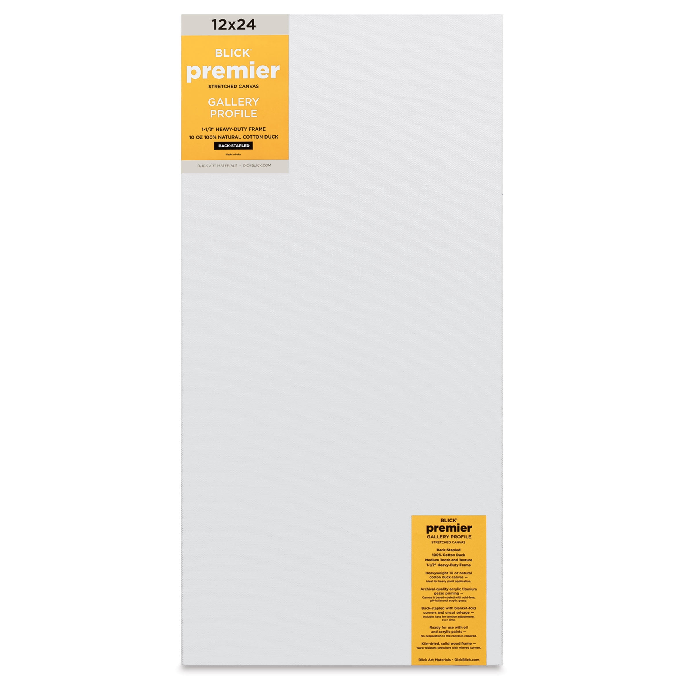 Blick Premier Stretched Cotton Canvas - Gallery Profile, Back-Stapled, 12" x 24"