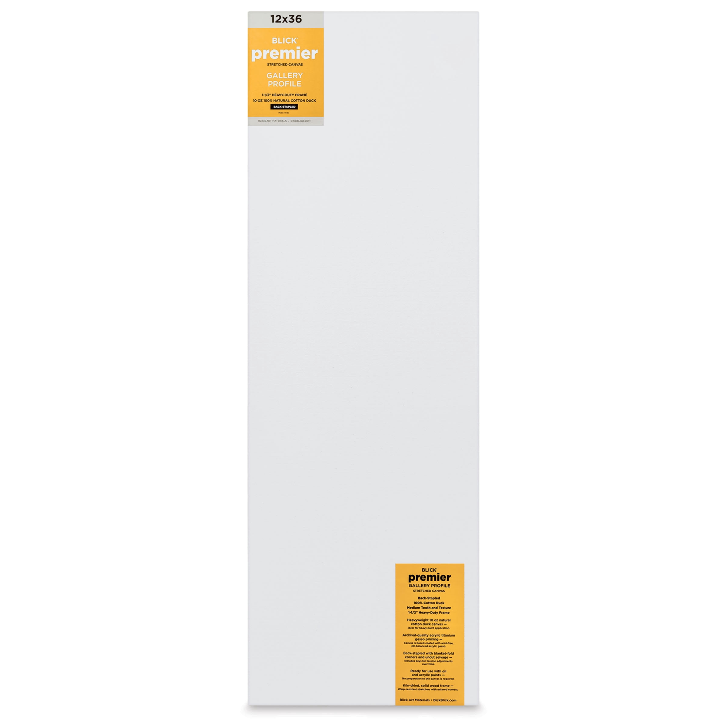 Blick Premier Stretched Cotton Canvas -  Gallery Profile, Back-Stapled, 12" x 36"