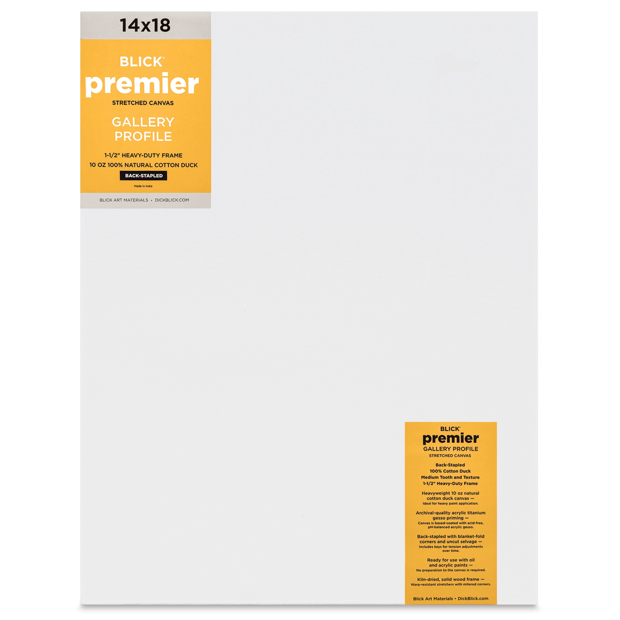 Blick Premier Stretched Cotton Canvas - Gallery Profile, Back-Stapled, 14" x 18"