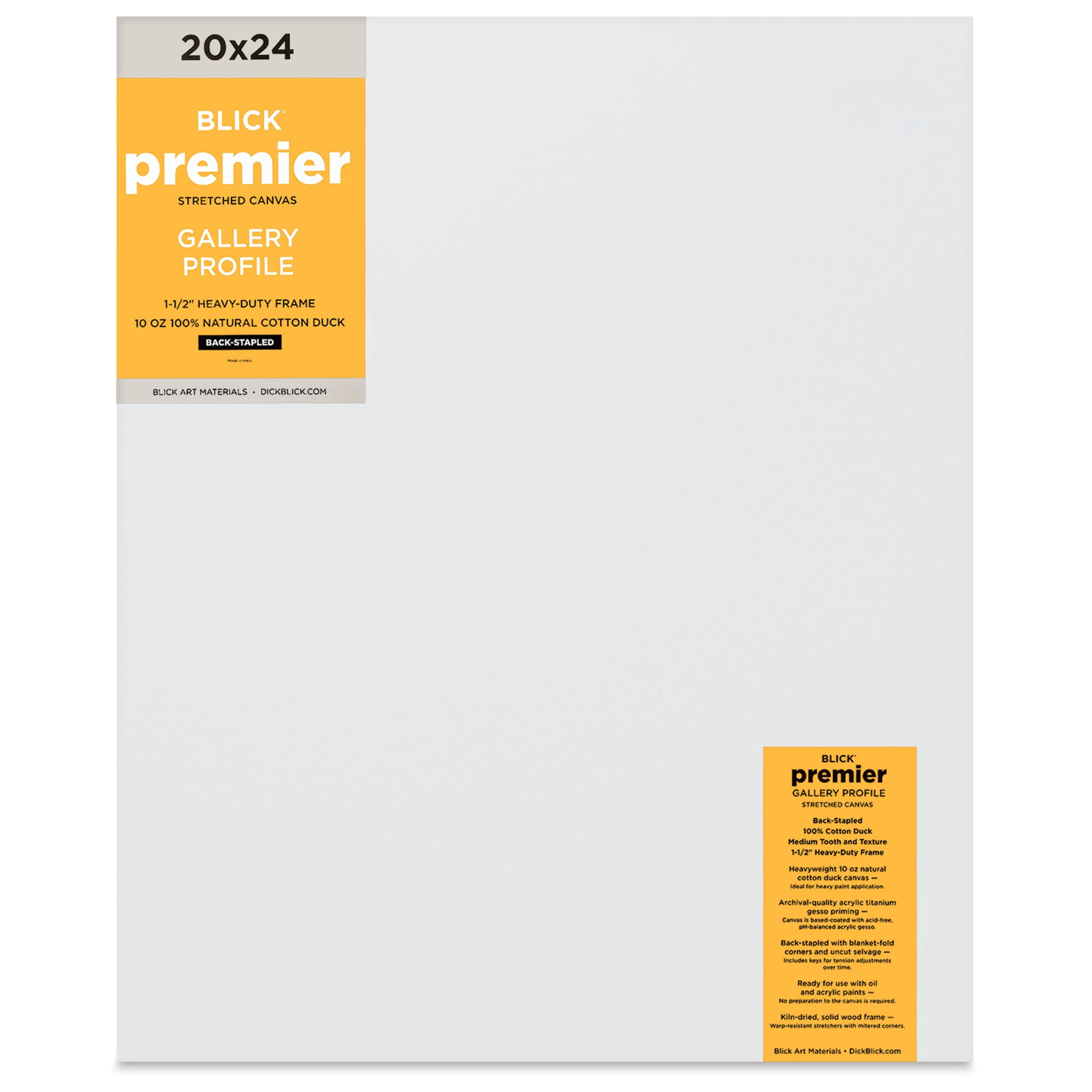 Blick Premier Stretched Cotton Canvas - Gallery Profile, Back-Stapled, 20" x 24"