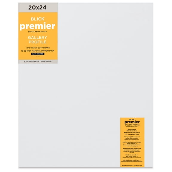 Blick Premier Stretched Cotton Canvas - Gallery Profile, Back-Stapled, 20" x 24"