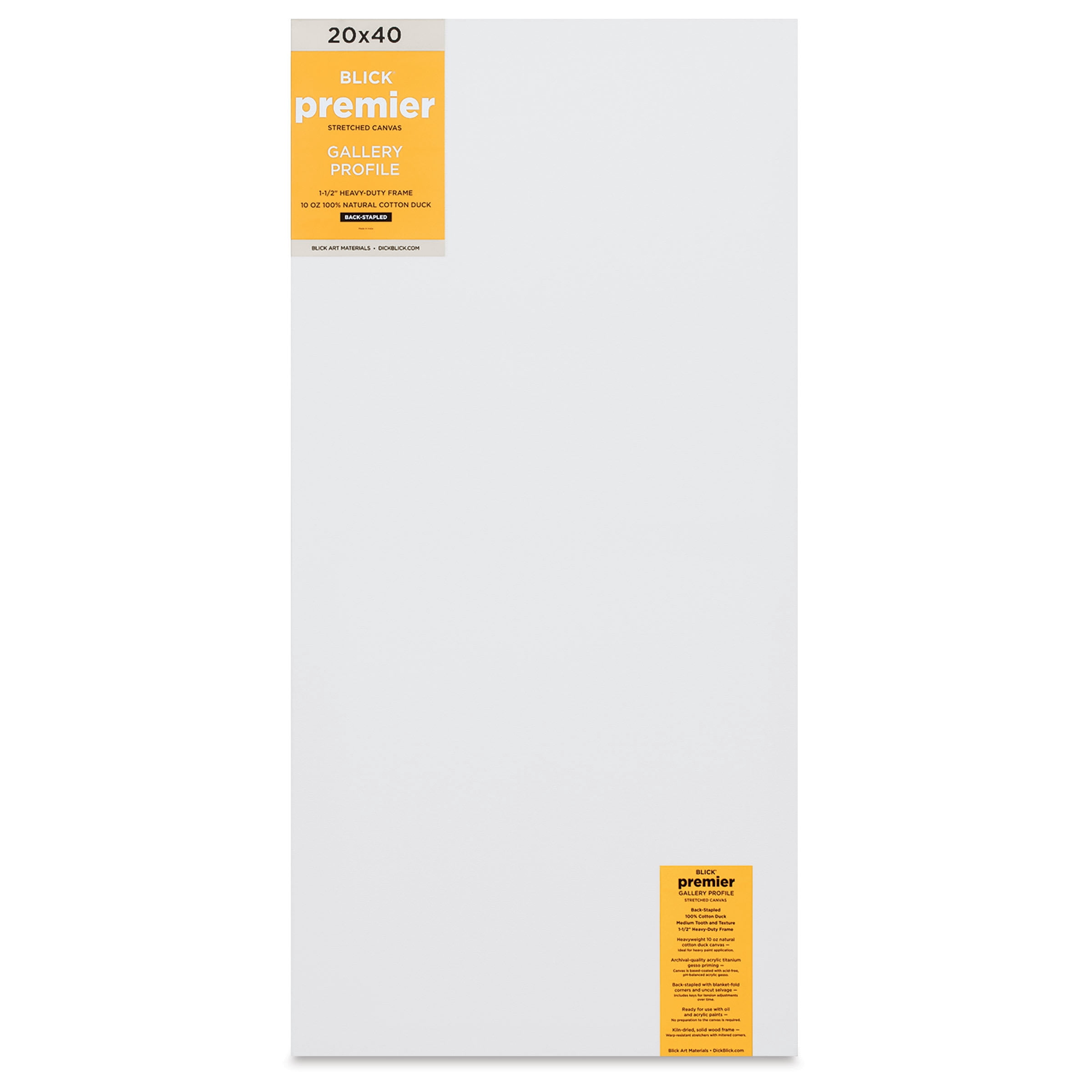 Blick Premier Stretched Cotton Canvas - Gallery Profile, Back-Stapled, 20" x 40"