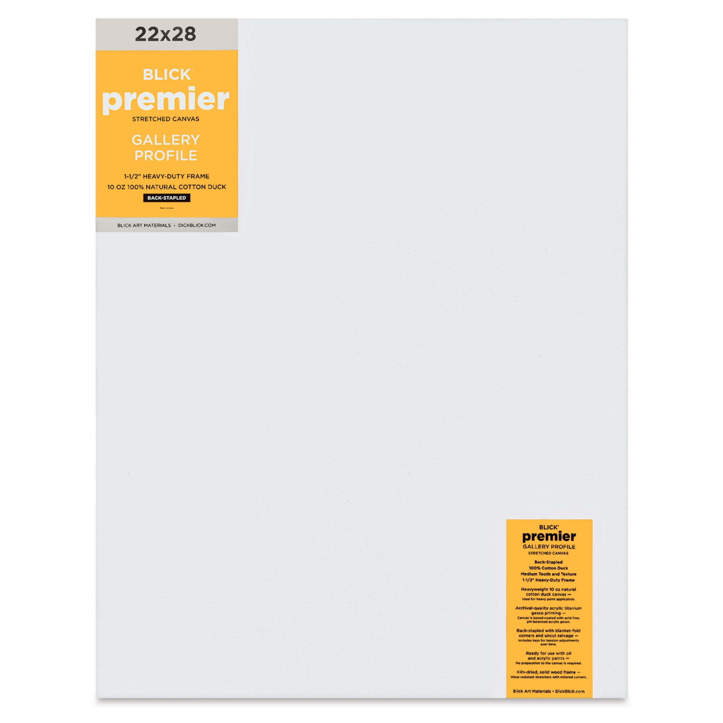 Blick Premier Stretched Cotton Canvas - Gallery Profile, Back-Stapled, 22" x 28"