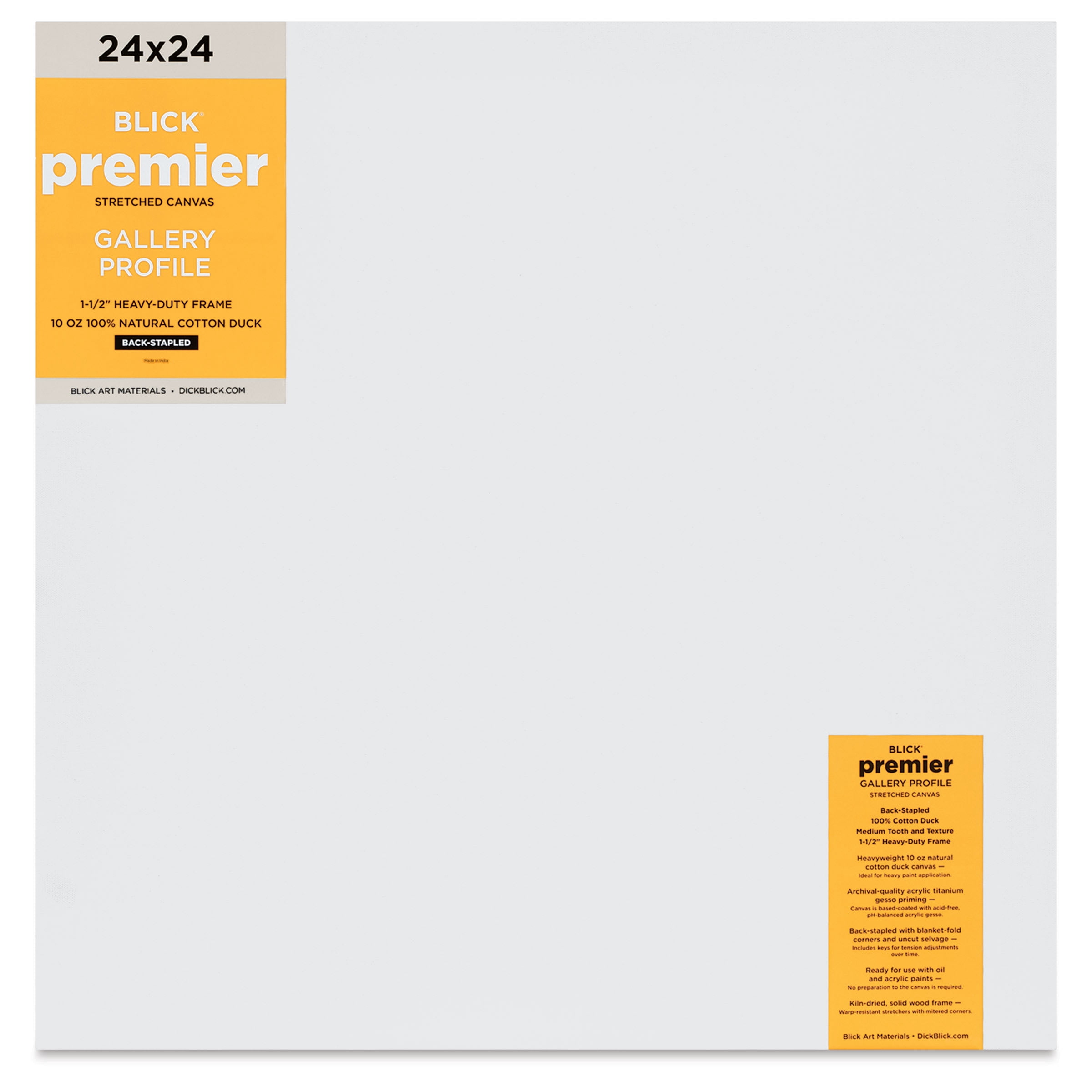 Blick Premier Stretched Cotton Canvas - Gallery Profile, Back-Stapled, 24" x 24"