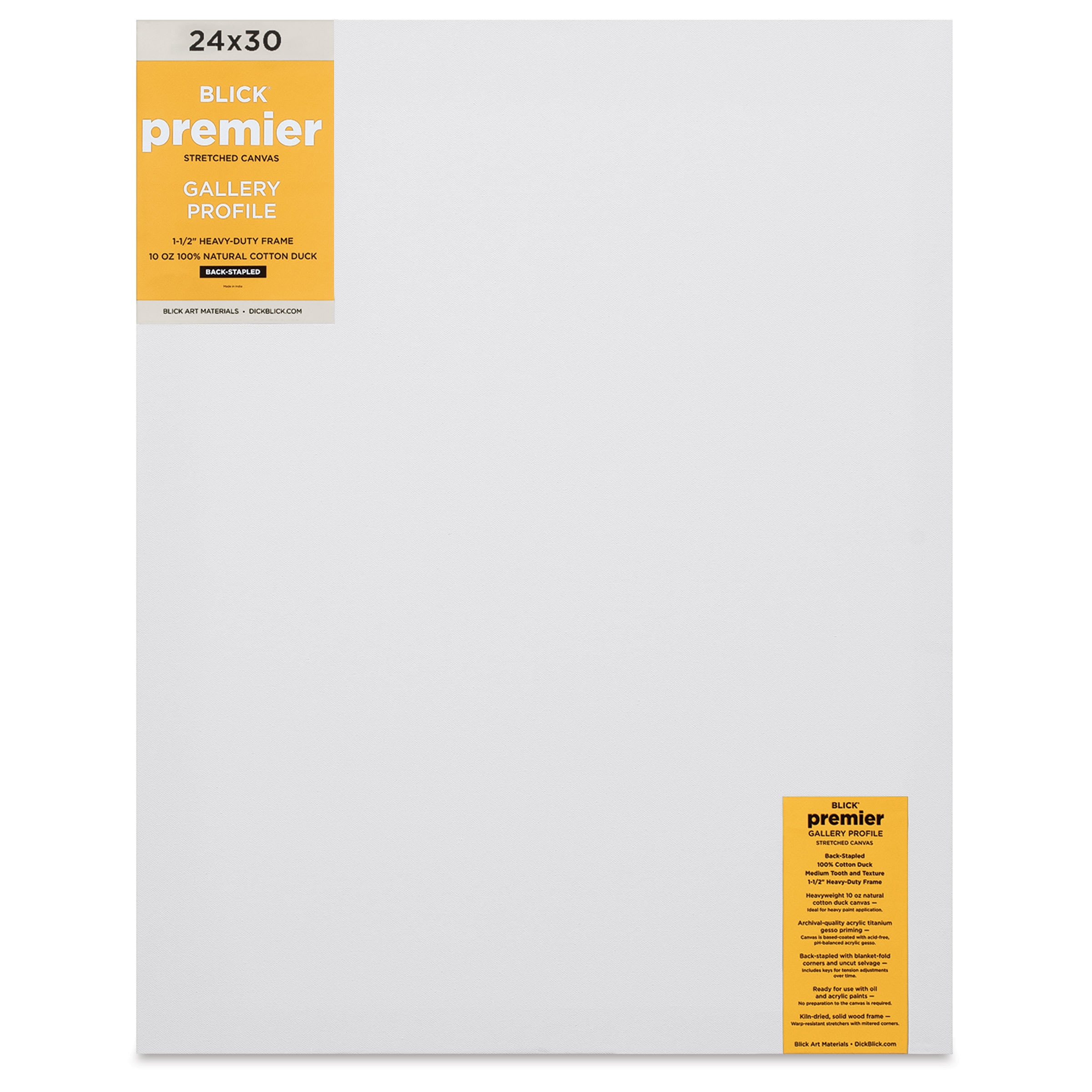 Blick Premier Stretched Cotton Canvas - Gallery Profile, Back-Stapled, 24" x 30"
