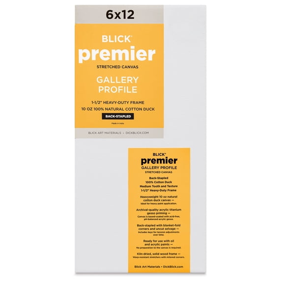 Blick Premier Stretched Cotton Canvas - Gallery Profile, Back-Stapled, 6" x 12"