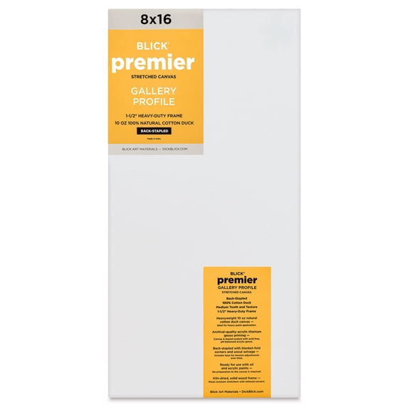 Blick Premier Stretched Cotton Canvas - Gallery Profile, Back-Stapled, 8" x 16"