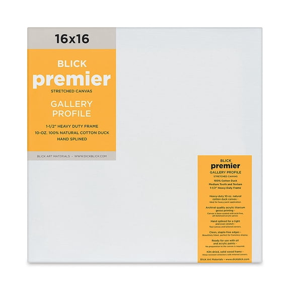 Blick Premier Stretched Cotton Canvas - Gallery Profile, Splined, 16" x 16"