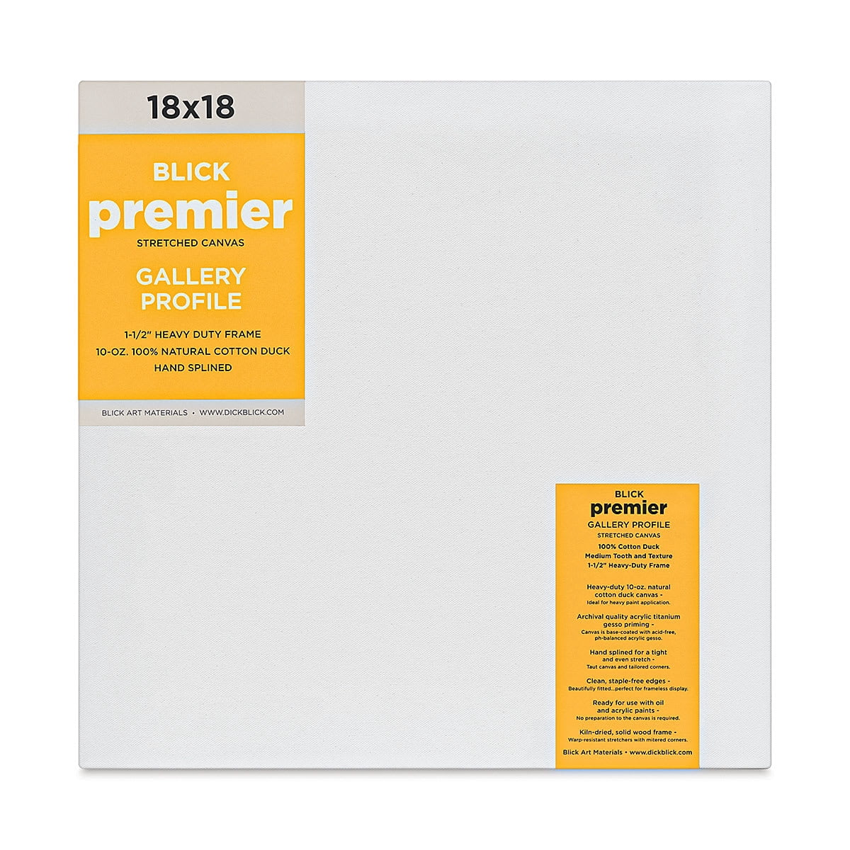 Blick Premier Stretched Cotton Canvas - Gallery Profile, Splined, 18" x  18"
