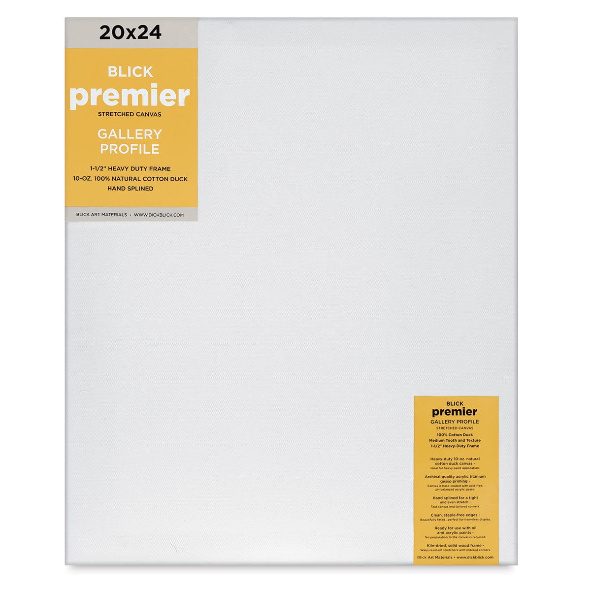Blick Premier Stretched Cotton Canvas - Gallery Profile, Splined, 20" x 24"