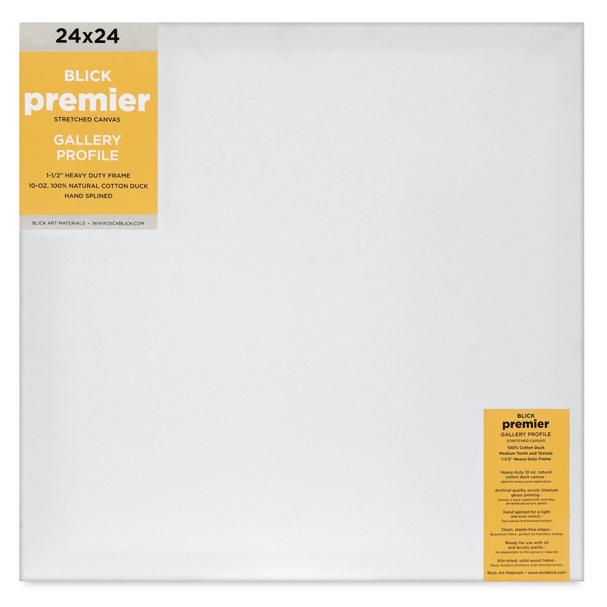 Blick Premier Stretched Cotton Canvas - Gallery Profile, Splined, 24" x 24"