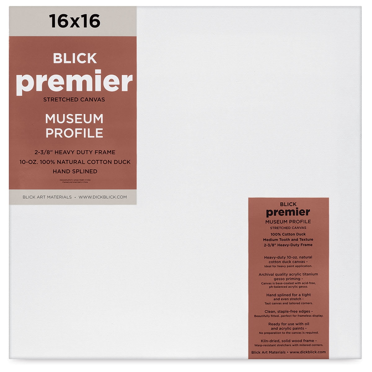 Blick Premier Stretched Cotton Canvas - Museum Profile, Splined, 16" x 16"