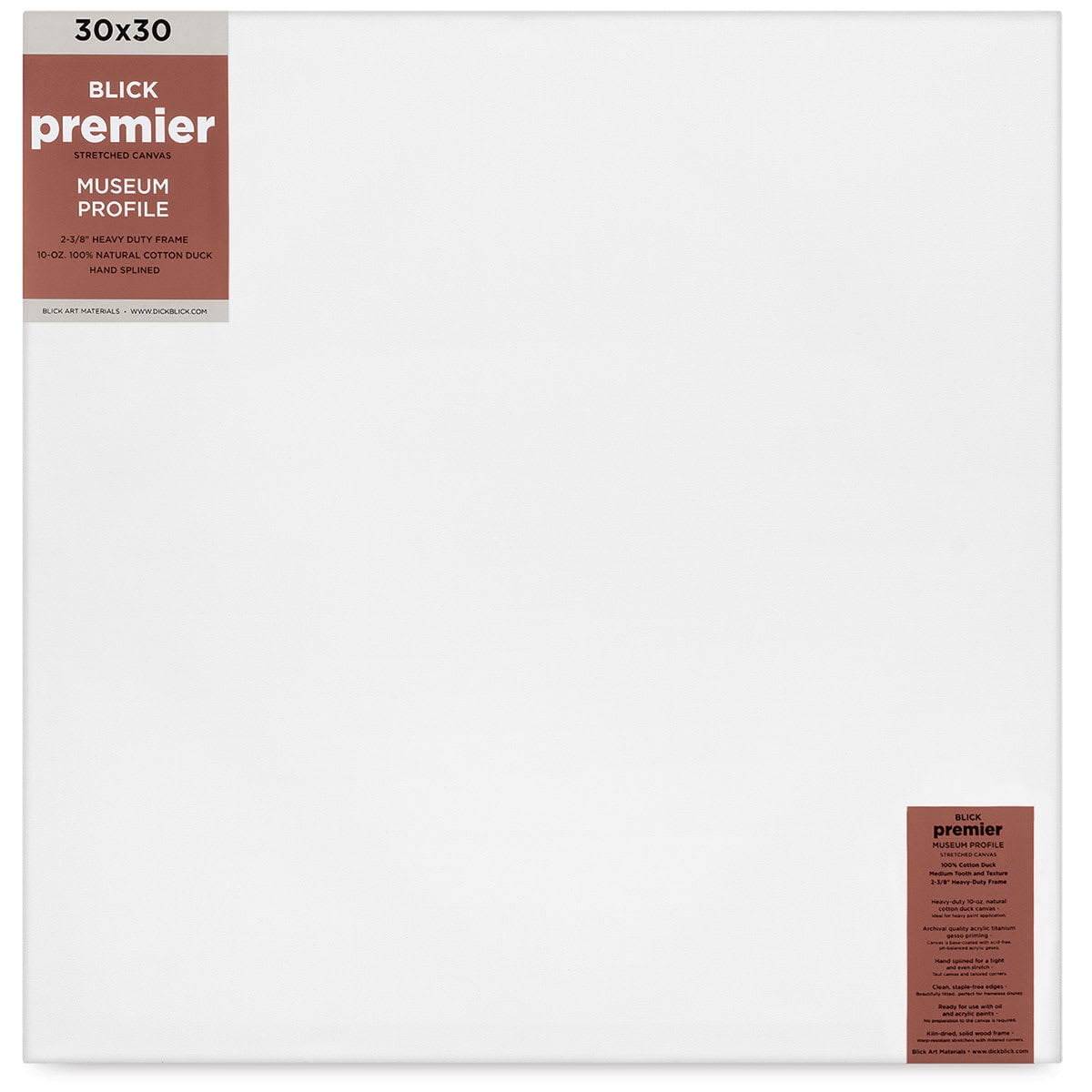 Blick Premier Stretched Cotton Canvas - Museum Profile, Splined, 30" x 30"