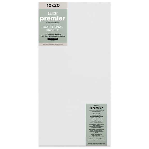 Blick Premier Stretched Cotton Canvas - Traditional Profile, Back-Stapled, 10" x 20"