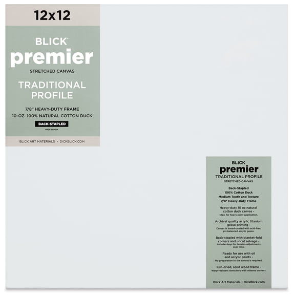 Blick Premier Stretched Cotton Canvas - Traditional Profile, Back-Stapled, 12" x 12"