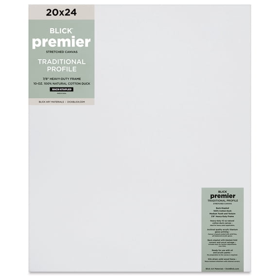 Blick Premier Stretched Cotton Canvas - Traditional Profile, Back-Stapled, 20" x 24"