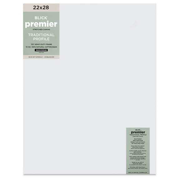 Blick Premier Stretched Cotton Canvas - Traditional Profile, Back-Stapled, 22" x 28"
