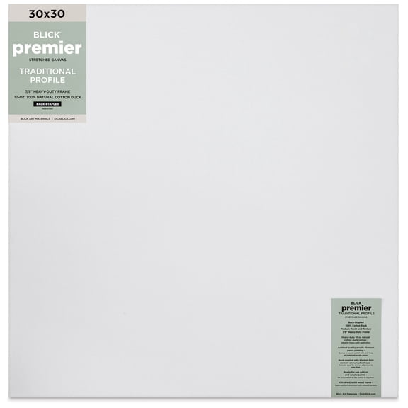 Blick Premier Stretched Cotton Canvas - Traditional Profile, Back-Stapled, 30" x 30"