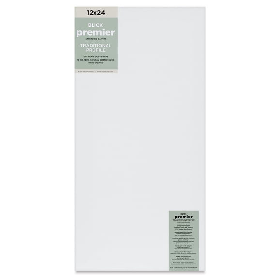 Blick Premier Stretched Cotton Canvas - Traditional Profile, Splined, 12" x 24"