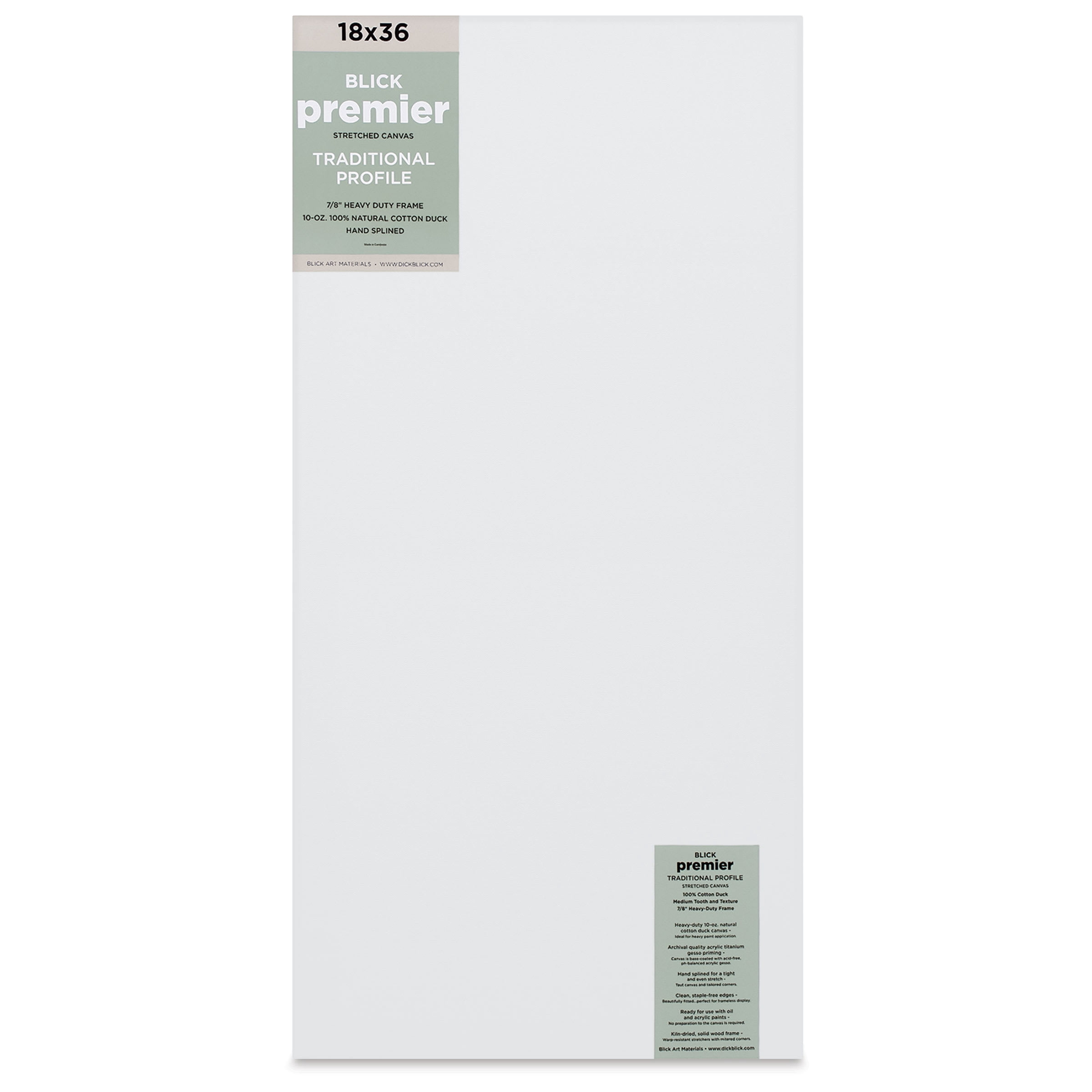 Blick Premier Stretched Cotton Canvas - Traditional Profile, Splined, 18" x 36"