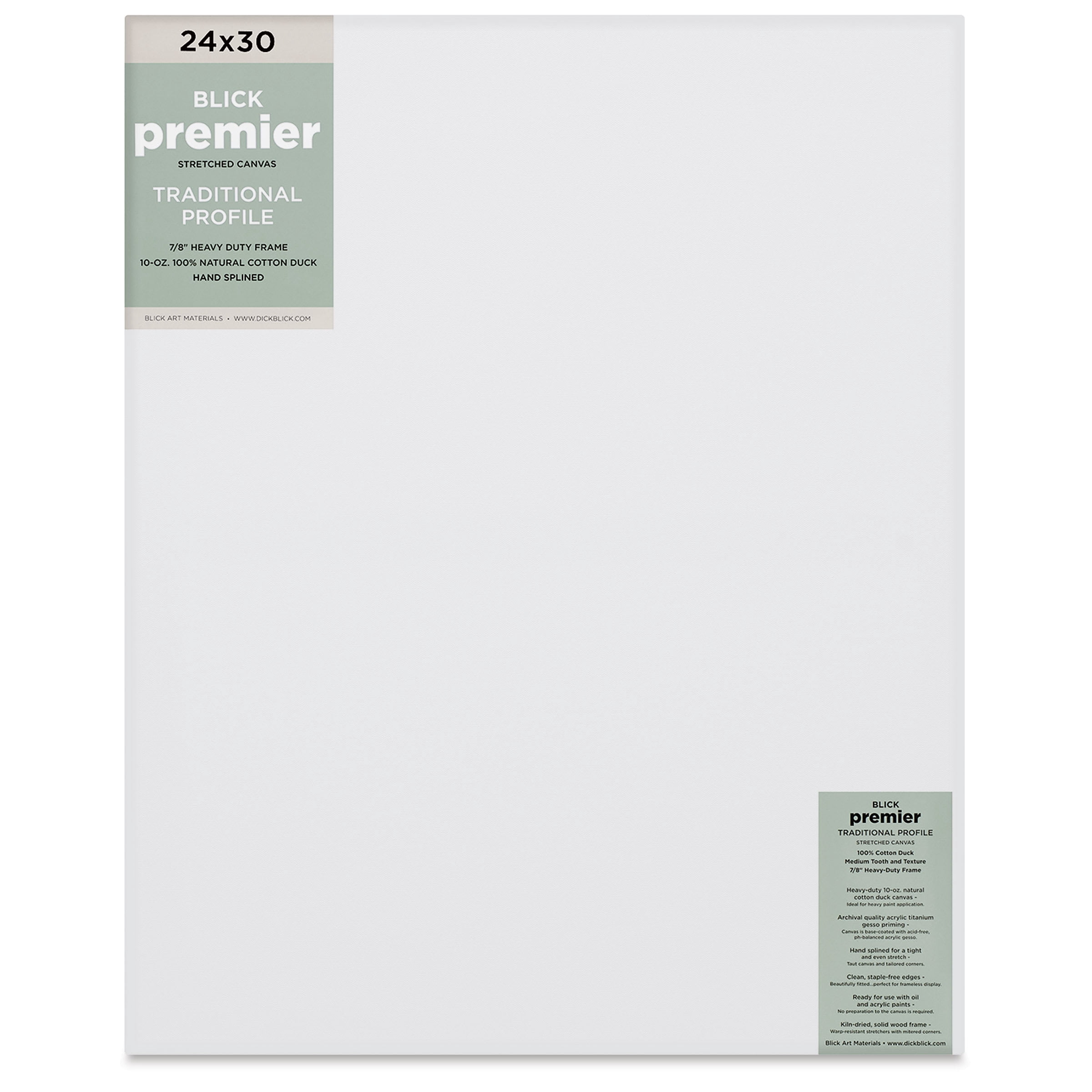 Blick Premier Stretched Cotton Canvas - Traditional Profile, Splined, 24" x 30"