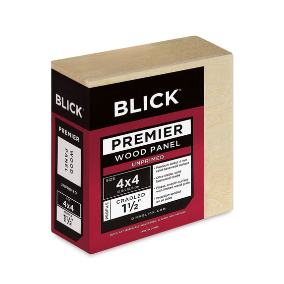 Blick Premier Wood Panel - 4" x 4", 1-1/2" Gallery Profile, Cradled