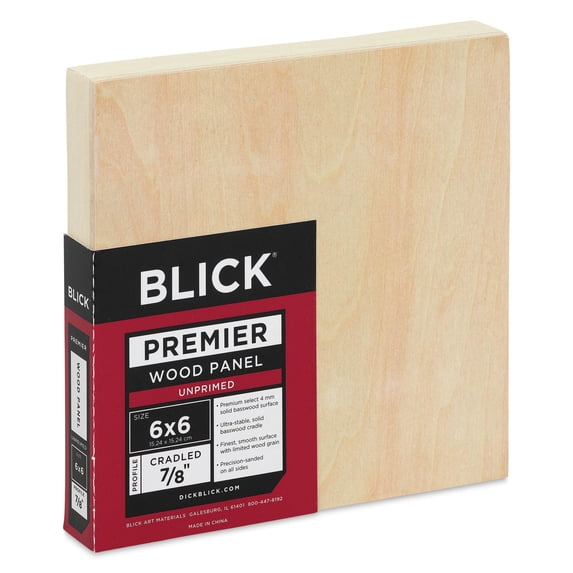 Blick Premier Wood Panel - 6" x 6", 7/8" Traditional Profile, Cradled