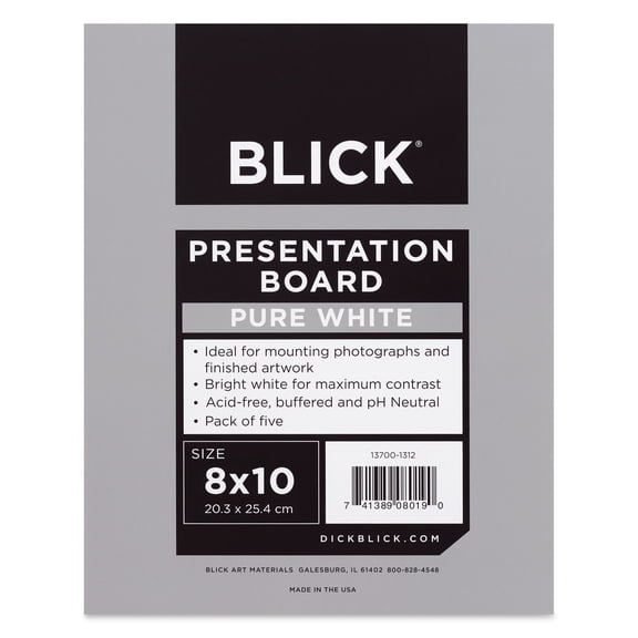 Blick Presentation Board Pack - 8" x 10", Pure White, Pkg of 5
