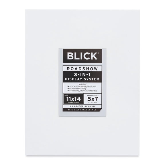 Blick Roadshow 3-in-1 System - White, Single Mat, 11" x 14" (4-3/4" x 6-3/4" Opening)