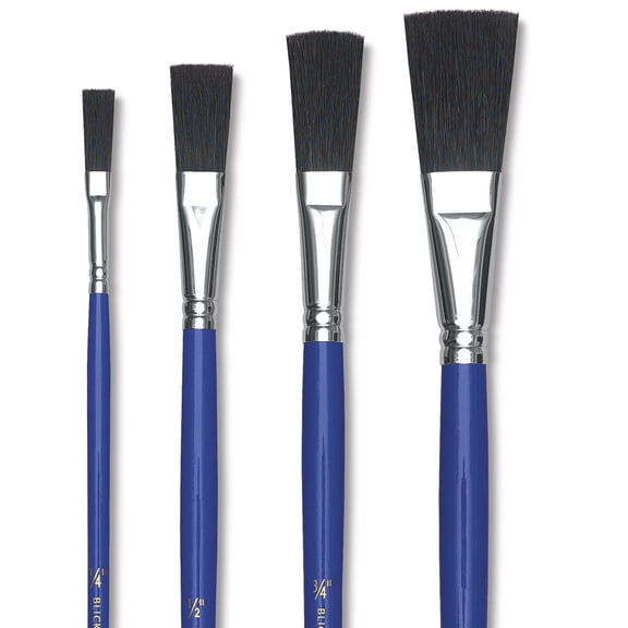 Blick Scholastic Black Bristle Brushes - Extended, Long Handle, Set of 4