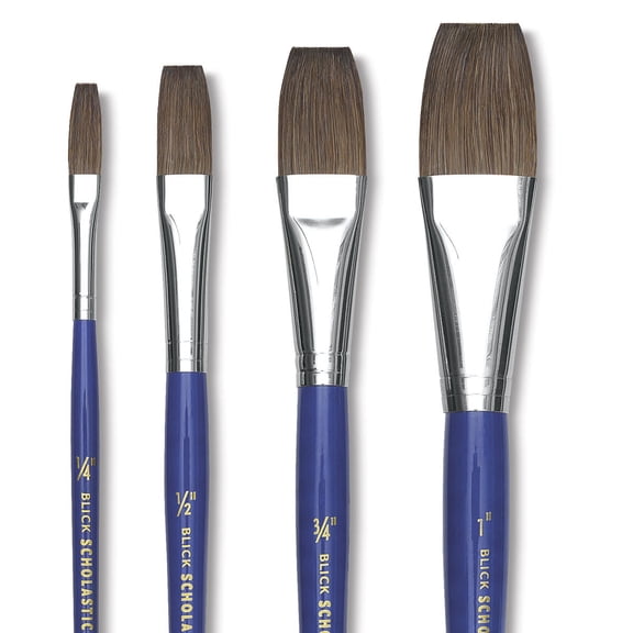 Blick Scholastic Ox Hair Brush Set - One-Stroke, Short Handle, Set of 4
