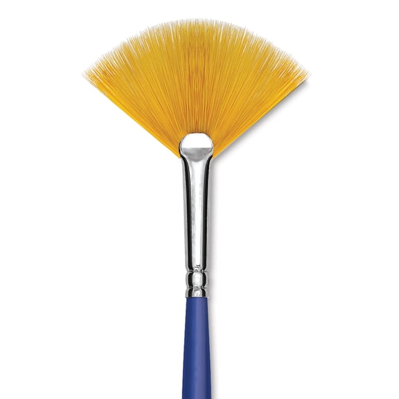 Blick Scholastic Short Handle Golden Taklon Brush - Fan, Short Handle, Size 6