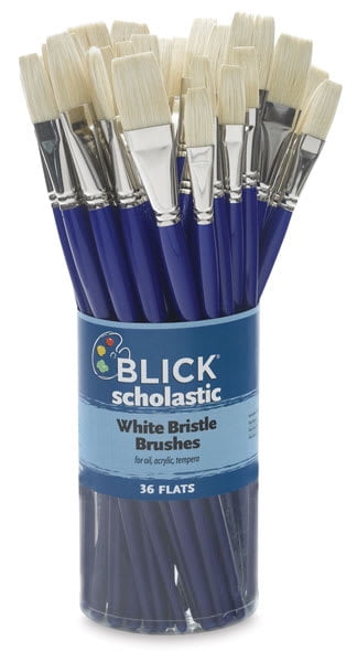 Blick Scholastic White Bristle Brush Set - Flat, Set of 36