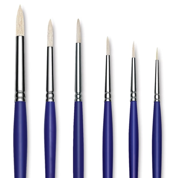 Blick Scholastic White Bristle Brush Set - Round, Set of 6