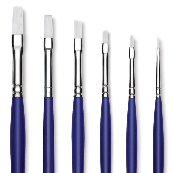 Blick Scholastic Wonder White Brush Set - Flat, Long Handle, Set of 6