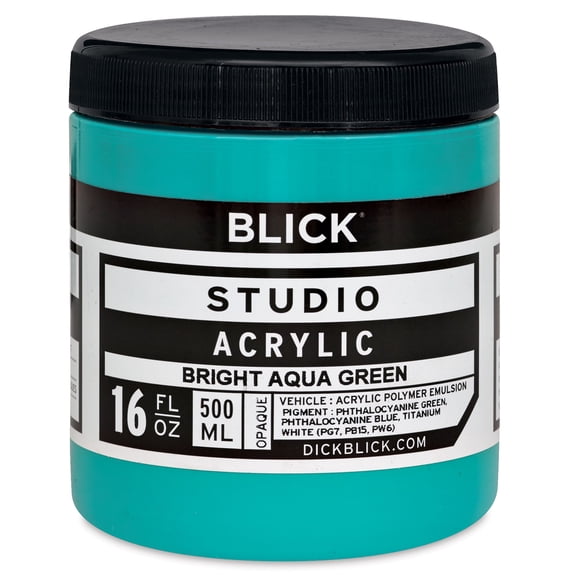 Blick Studio Acrylics - Bright Aqua Green, 16 oz jar