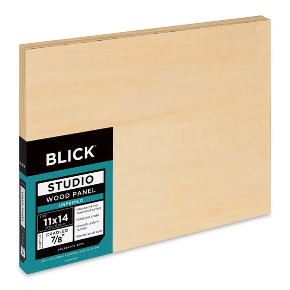 Blick Studio Artists' Wood Panel - Flat Cradle, 11" x 14", 7/8" Cradle