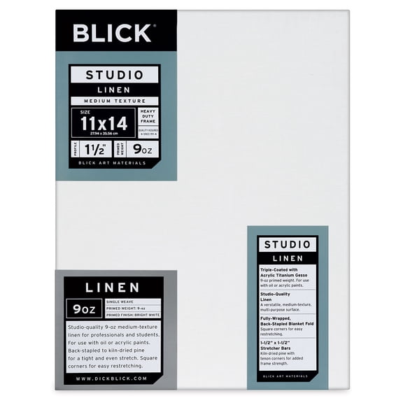 Blick Studio Linen Stretched Canvas - 11" x 14", Gallery 1-1/2" Profile