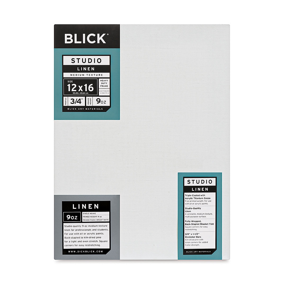 Blick Studio Linen Stretched Canvas - 12" x 16", Traditional 3/4" Profile