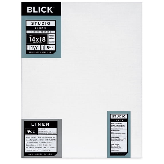 Blick Studio Linen Stretched Canvas - 14" x 18", Gallery 1-1/2" Profile