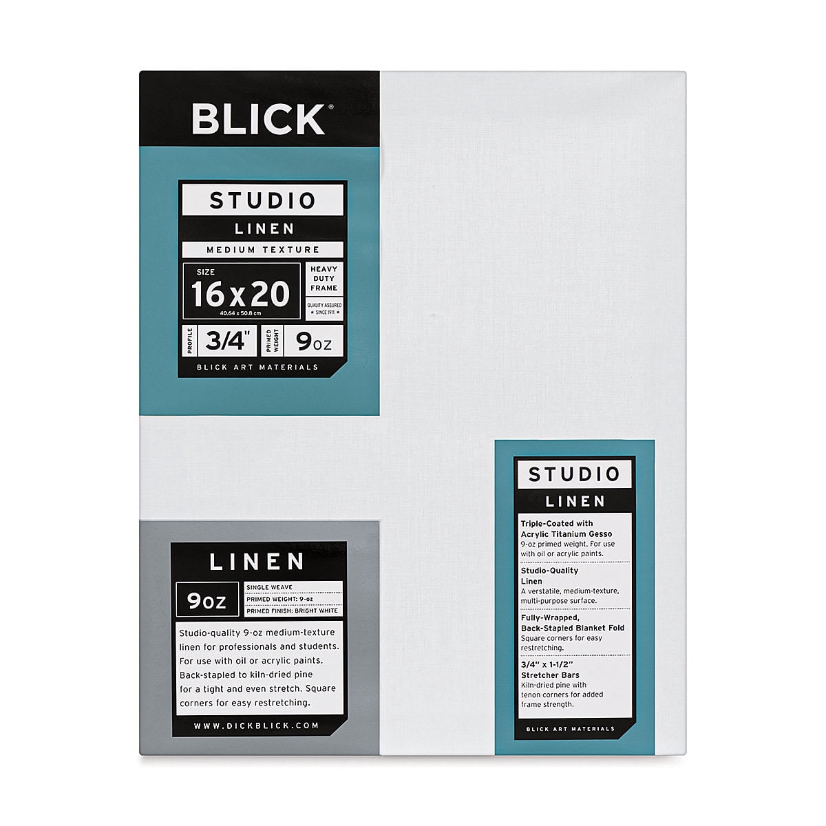 Blick Studio Linen Stretched Canvas - 16" x 20", Traditional 3/4" Profile