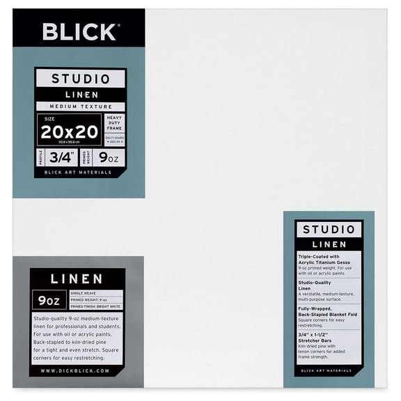 Blick Studio Linen Stretched Canvas - 20" x 20", Traditional 3/4" Profile