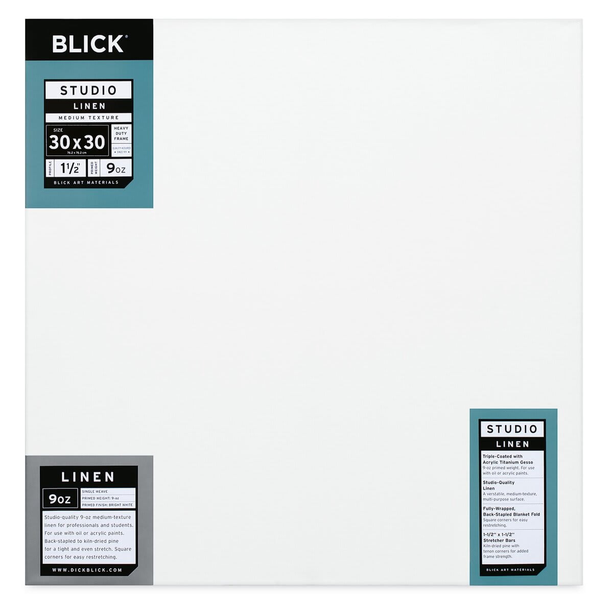 Blick Studio Linen Stretched Canvas - 30" x 30", Gallery 1-1/2" Profile