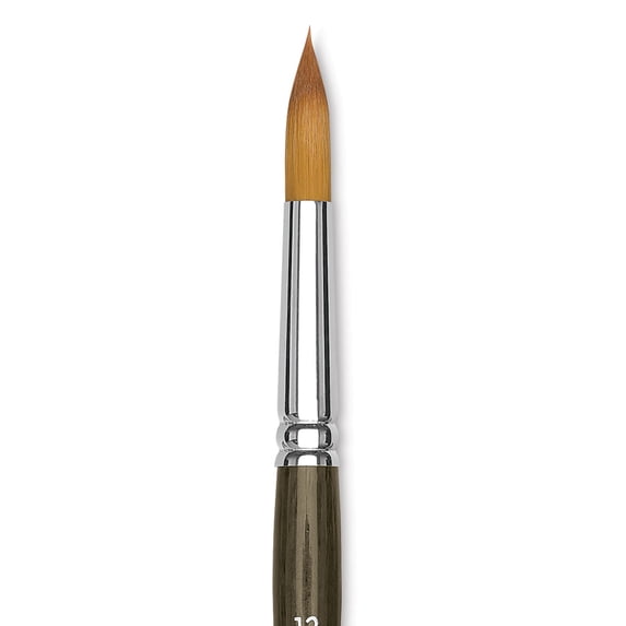 Blick Studio Short Handle Synthetic Brush - Round, Black Handle, Size 12