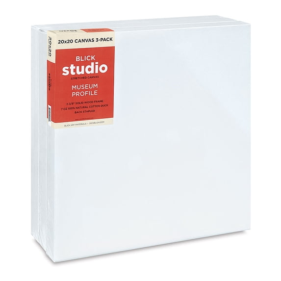 Blick Studio Stretched Cotton Canvas - Museum Profile, 20" x 20", Pkg of 3